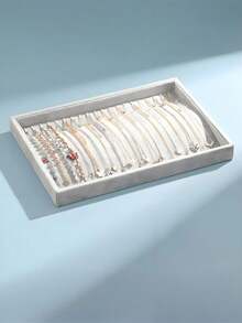 1件，项链收纳盒带透明盖展示首饰托盘带透明盖珠宝项链展示盒适用于项链吊坠适合女士女生展示盒收纳盒