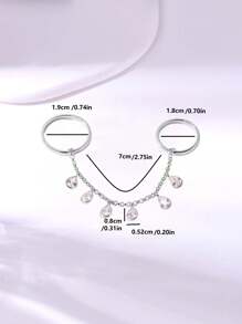 1 Pc Fashionable Copper Inlaid Cubic Zirconia Chain Tassel Adjustable Ring, Women's Jewelry For Wedding Party Accessory, Wedding Gift