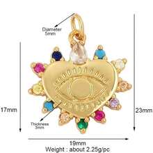 1pc Copper Micro-Inlaid Zirconia Devil Eye Dog Sun Shaped Pendant, DIY Bracelet Necklace Earrings Keychain Versatile Accessory - Multicolor - View 51