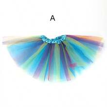 1 Chân váy tutu bằng vải tuyn lưới sọc nhiều màu, dài 30cm, phù hợp với vòng eo 40cm, đa năng cho mọi mùa, phù hợp cho thanh thiếu niên, múa ba lê, lễ hội hóa trang, biểu diễn sân khấu, chương trình biểu diễn ở trường, chạy bộ, tiệc tùng, sân khấu, chân váy lót nhiều màu cầu vồng - Nhiều màu - Xem 5