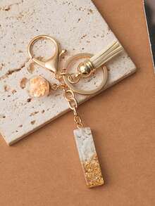 1个可爱白色钥匙扣，圣诞钥匙扣，女士字母流苏钥匙扣，可挂在钥匙、钱包、手提包、背包上，节日圣诞礼物，家居装饰 - 白色 - 查看 18