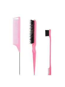 3pcs/Set Kids Hair Styling Tools, Include Hair Comb, Eyebrow Brush, Color Streak Brush