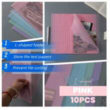 10pcs Heavy Duty L-Shaped Clear A4 Document Folders, Transparent Single Page Protector Sleeves, File Holders For Exams/Papers