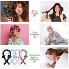 3 Stücke/Set Große Wellen Lockenstab - Schwamm Lockenwickler, Clip & Haargummis, ca. 100cm Länge, ohne Beschädigung, Schlaflocken Formung