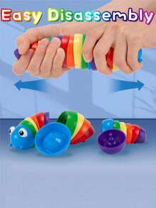 1/4pcs Random Color Fuzzy Caterpillar Sensory Toys, Fidget Slug Toys, Suitable For Party, Children & Adults, Cute Sensory Toys For Autism, Stress Relief Toys | Easter Stuffer Gifts - Multicolor - View 7