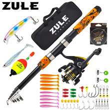 Kit de pesca completo: Caña de pescar y carrete combo de fibra de vidrio de 205 cm, ligero, con señuelos coloridos, anzuelos y bolsa de almacenamiento negra, perfecto para pesca de agua dulce y salada - Multicolor - Ver 3
