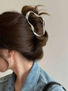 1PC Large Size Metal Hair Clip For Women Bun Hairstyles Shark Jaw Designer - Bạc - Xem 1