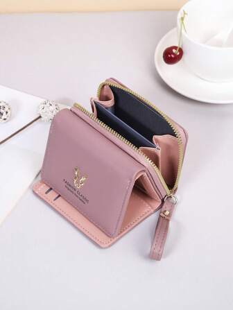 3-Fold Fashionable Multi-Layered Flip Cover Chain Wallet Portable For Women Wallet Purse Wallet Small Wallet