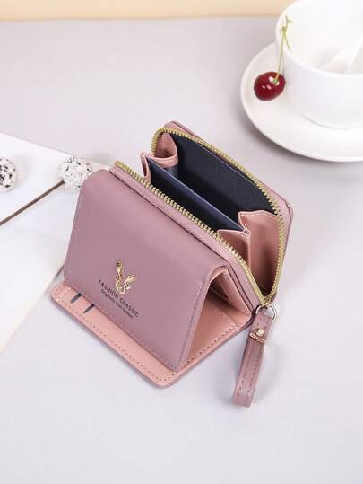 3-Fold Stylish Portable Flap Multi-Compartment Chain Wallet For Women Wallet Purse Wallet Small Wallet