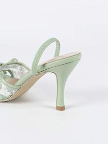 女士方头高跟凉鞋，黑色方头细高跟鞋，时尚百搭性感舞会/派对礼服鞋 - 綠色 - 查看 9