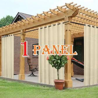 1pc Outdoor Waterproof Curtain, High Hanging Performance, Suitable For Gazebo, Patio, Porch Decoration, French Minimalist Style Ready-Made Curtain, Price Is For 1 Curtain Panel