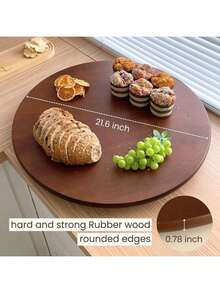 - 22" Lazy Susan For Table Top, Extra Large Lazy Susan Turntable Organizer For Cabinet With Rubber Wood Sturdy And Well Made, Large Charcuterie Board For The Party,Lazy Susan For Dining Table - Brown - View 2