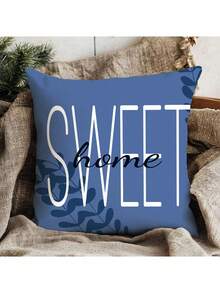 The Latest Best-Selling Blue Geometric Flower Series Pillowcases, 4-Piece Polyester Short Plush Sofa Cushion Set (Without Pillow Core)