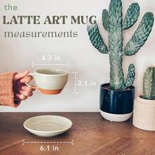 Mora Ceramic Latte Art Mug With Saucer - 10.5 Oz, Round Bottom Pours - Cafe Cups Cappuccino, Espresso, Coffee, Tea Etc - Porcelain Set Baristas, Great - Chai Latte