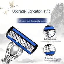 1 个手柄 + 12 个刀片 + 剃须刀收纳盒，男女手动剃须刀 6 层不锈钢脱毛剃须刀片可更换剃须刀头剃须工具，适用于男士脱毛、面部脱毛、毛发修剪器、毛发修剪器、理发用品、理发、防滑手柄，适用于个人护理和礼物 - 彩色 - 查看 5