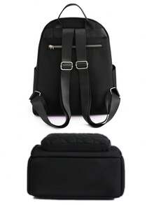 Embroidered Backpack, Fashionable Outdoor Mini Backpack For Women With Multiple Pockets, School Backpack - Black - View 3