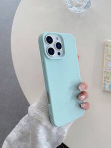 A Cyan Large-Pore Leather Grain TPU Mobile Phone Case, Suitable For Apple Mobile Phones/Apple Mobile Phone Cases/Apple 11/12/13/14/15/16/PRO/PROMAX/14/15/16/PLUS/Apple X/XS/XSMAX - Pale Blue - View 4