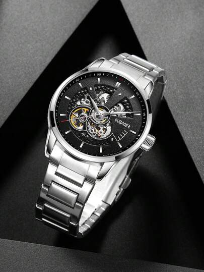 OCHSTIN 男士奢华自动机械腕表，金色镂空细节，不锈钢表带，自动上链功能，送给他的理想礼物，时尚商务腕表