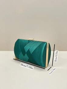 优雅编织晚装手拿包，金色手提包，正式晚装包，适合正式礼服、冬季庆典、派对、圣诞节活动、婚礼 - 含可拆卸链条 - 墨綠色 - 查看 5