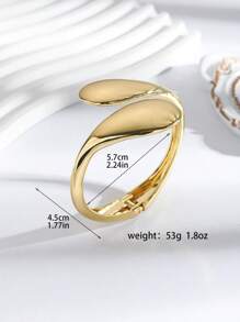 1pc Asymmetrical Line Design Wide Bangle, Unique Minimalist Bracelet Suitable For Daily Wear For Women