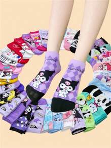 Sanrio 5/6/10/15/20/30 pares de calcetines cortos de verano transpirables con estampado Sanrio, que absorben la humedad