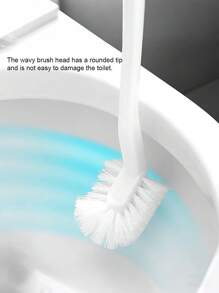 1pc Curved Toilet Brush, Plastic Long Anti Slip Handle, Toilet Cleaning Brush, Powerful Cleaning Suspension Portable Toilet Brush Bathroom Accessories