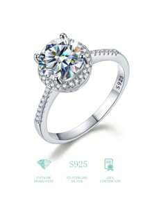 100% Genuine Moissanite Ring, D VVS1, Diamond Tester Approved, Adjustable Size, S925 Silver, GRA Certified, Women Wedding Band
