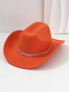 1顶西部宽檐牛仔帽，经典男女通用款式，适合户外派对、音乐节，是馈赠佳品（头围22.44英寸，适合偏瘦身材） - B - 查看 5