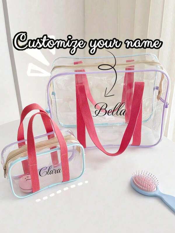 1 pieza Bolsa de playa impermeable personalizable con un solo hombro, bolsa de gelatina transparente, bolsa de almacenamiento de cosméticos, bolsa de tote de PVC, bolsa de compras de cosméticos, bolsa de tote de hombro transparente, bolsa de compras, bolsa de almacenamiento para la temporada de regreso a la escuela