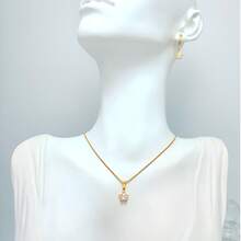 Necklace And Earrings With Star Pendant, Encrusted With , Plated In 18K Gold Or 925 Silver - 金色 - 查看 2