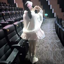 1pc Lolita Style Girl Faux Pearl Bow Lace Headband + Cute Countryside Themed Headpiece Ribbon Maid Headdress, Suits 2D Lolita Halloween