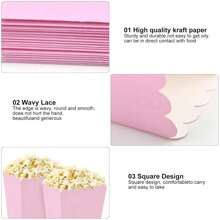 10pcs Solid Color Pink Food Box, Gift Wrapping Supplies, Birthday Babe Shower Wedding Party Room Table Decoration Family Movie Night French Fries Box, Popcorn Cups, Popcorn Buckets Treat Boxes Containers Macaroni Packaging Box