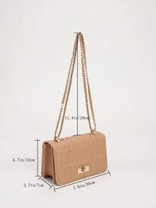 Quilted Diamond Chain Shoulder Bag - Khaki - View 5
