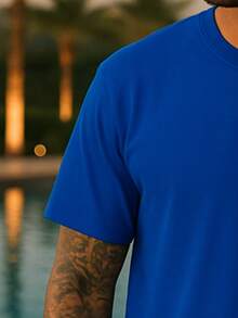 Stretwaer Men's Basic T-Shirt 100% Cotton 30.1 Premium Fresh, Wide And Comfortable - Royal Blue - View 2