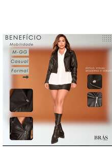 Women's Faux Leather Jacket With Zipper Winter Elegant Casual - Black - View 7