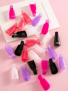 20/10 piezas Clips quitaesmalte de uñas, Pinzas para esmalte de uñas acrílicas, Clips quitaesmalte de gel, Pinzas de plástico acrílicas para manicura y limpieza de esmalte de uñas, Herramientas para la eliminación y limpieza de uñas - Multicolor - Ver 8