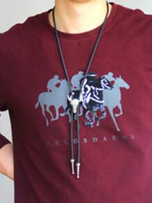 1 Pieza de Corbata de bolo para hombres y mujeres - Corbata tipo rodeo vaquero con cabeza de toro, accesorio de vestir estilo western adecuado para combinar con ropa diaria