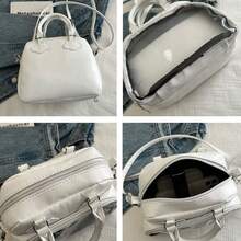 1 pièce Sac bandoulière, sac à main, cabas femme design transparent polyvalent. Sac bowling style casual grande capacité pour navette, sac à 2 compartiments pour collations - Multicolore - Voir 5