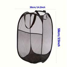 1pc Foldable Collapsible Laundry Basket With Pocket