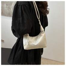 Bolso de bordado de estilo chino de ocio Sra. bolso de cubo de agua de mano para viajes literarios y artísticos - Blanco - Ver 4