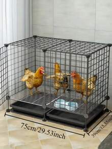 Chicken Cage With Easy-Clean Removable Tray, Secure Locking Door & Safety Wire Mesh - Easy Assembly For Ducks, Rabbits, Birds, Small Animal Enclosure - 黑色 - 查看 3