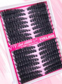 256/160/60 piezas Kit de extensión de pestañas postizas individuales en forma de D, esponjosas, con apariencia de ojo de gato izquierda y derecha, extra gruesas y naturales, densas y de larga duración, a prueba de agua y reutilizables, para principiantes, para uso diario, fiestas, viajes y festivales de música