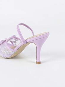 女士紫色方头细高跟凉鞋，时尚百搭性感派对正装鞋，让双腿看起来更纤细 - 紫色 - 查看 9