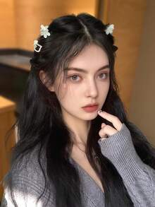 10/20/30/50pcs Random Assorted Mini Hair Clips, Minimalist & Cute Style, Women Hair Accessories, Small Hair Clips, Suitable For Summer, Fits Various Hairstyles, Casual Daily And Outdoor Wear, School Supplies, Autumn Accessory Set, Hair Decor Fall Winter Flower Claw Clip Bows For Vacation Outfits Woman - Multicolor - View 3