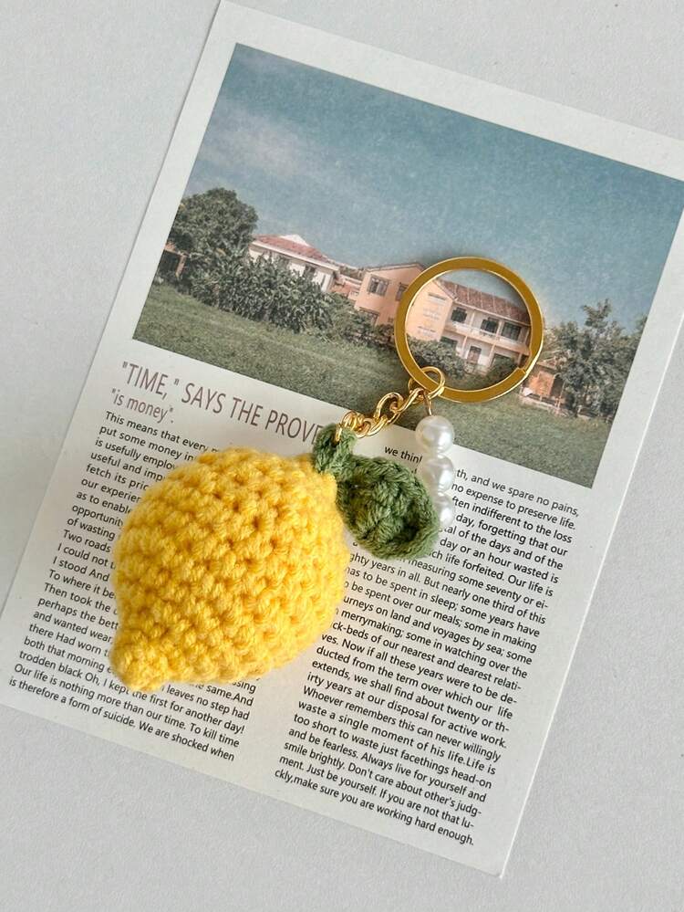 Portachiavi A Limone Con Borsellino: Mini Portamonete In Pelle Sintetica Gialla Con Cerniera, Accessorio Moda Fruttato - 4