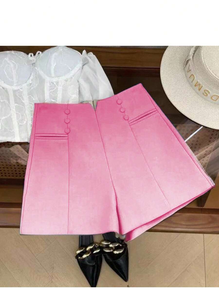 Liuhan Modas Shorts Women Tailoring Casual Versatile Front Pocket Zipper With Buttons Zipper - 粉色 - 查看 1
