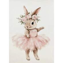 1 pezzo Stampa su tela con coniglio ballerina carino, poster e stampe di animali da ballet, opera d'arte da parete per camera di ragazze, cameretta, decorazione per la casa, con cornice opzionale - Multicolore - Visualizzare 8