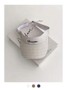 1pc Vintage Plaid Letter Embroidered Hollow-Top Cap, Women Summer Travel Sun Hats, Outdoor Sports Golf Cap, Casual Grid Design UV Protection Golf Outfit - Empty Top - View 14