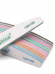 NailShine 3片/5片/10片/25片装 专业指甲锉砂纸 强力加厚 80/100/150/180/240/320目 指甲锉抛光器 美甲打磨 半月形 石灰工具 - 彩色 - 查看 8