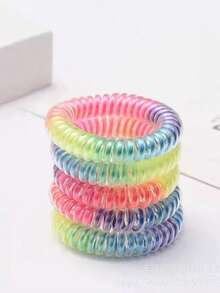 3/5 件经典发饰发带马尾辫夹，高弹糖果色彩虹电话线发带，橡皮筋
